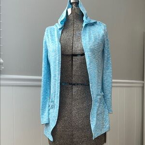 🛍️5️⃣ / 💲2️⃣5️⃣🛍️ - Blue Open-Front Cardigan with Draped Collar (hood)